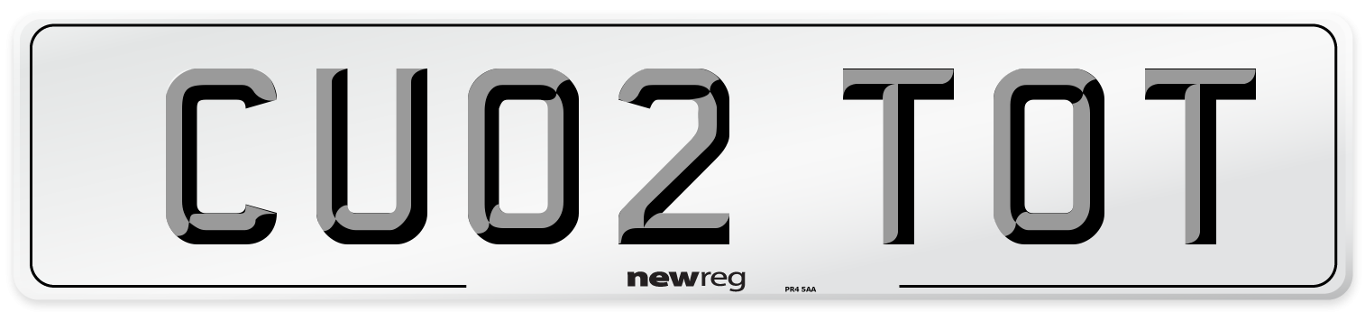 CU02 TOT Number Plate from New Reg
